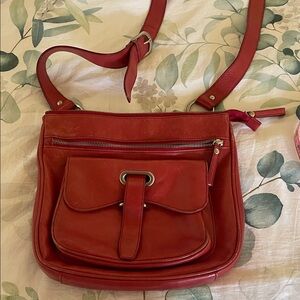 Danier Red Leather Crossbody Bag